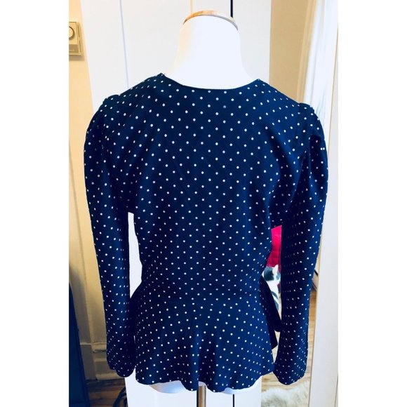 Hot Shapes Polka Dot Peplum Blouse Size Medium - Picture 5 of 6